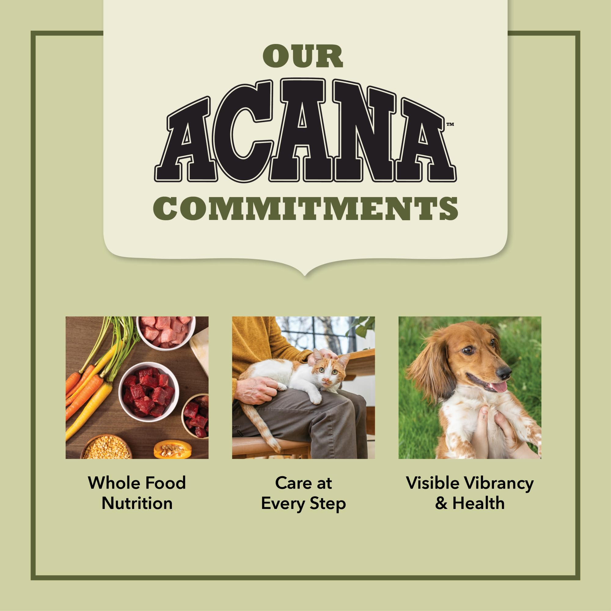 ACANA peak-freshness packaging communicates freshness and careful preservation.