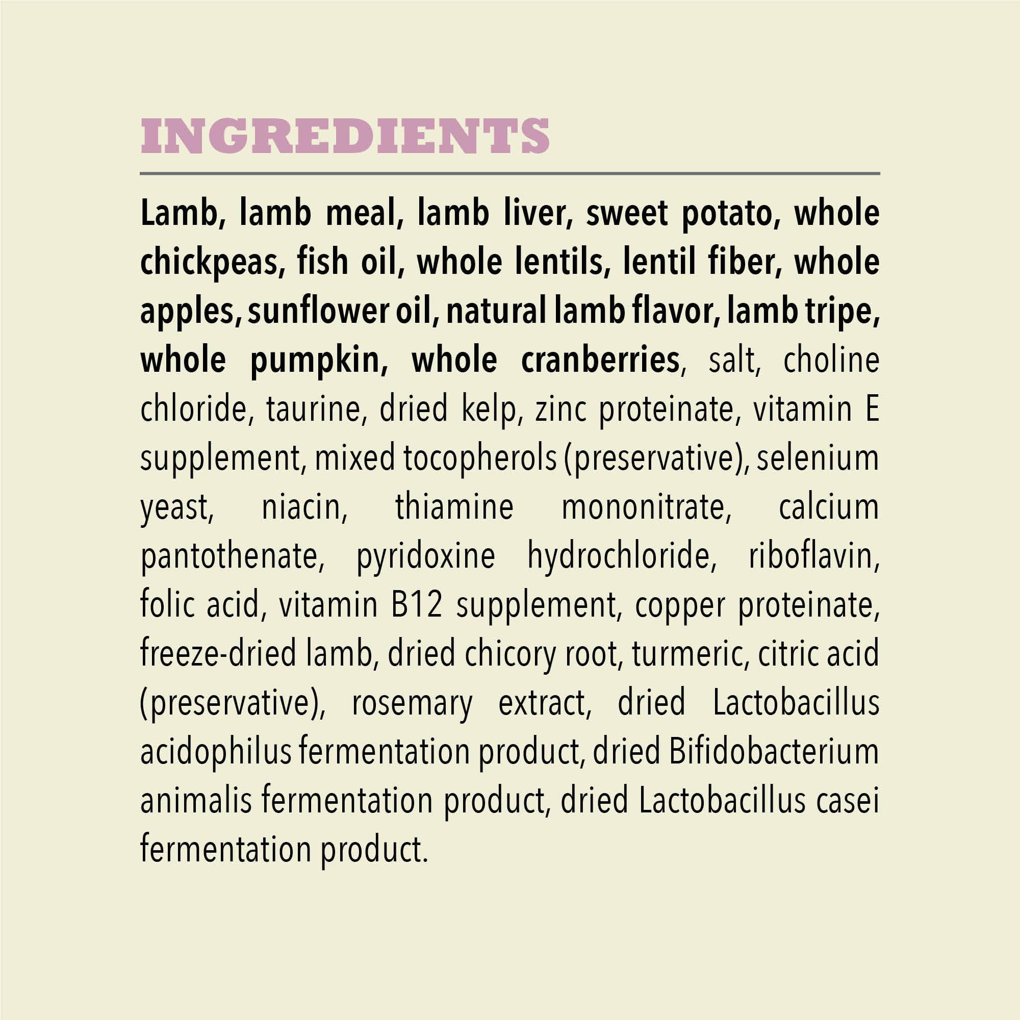 ACANA Singles raw lamb and liver highlight premium protein source for dogs