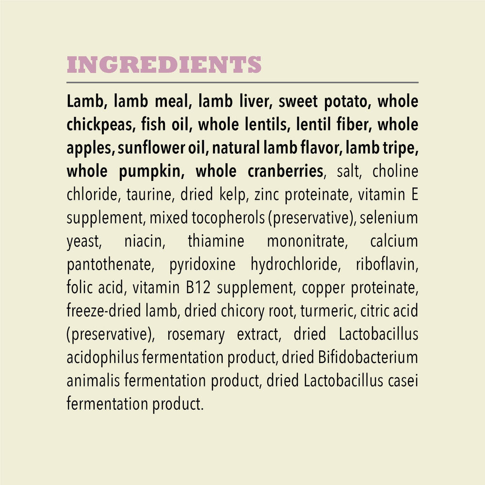 ACANA Singles raw lamb and liver highlight premium protein source for dogs