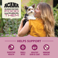 ACANA Small Breed dog bowl with kibble suggests a balanced meal for tiny mouths.
