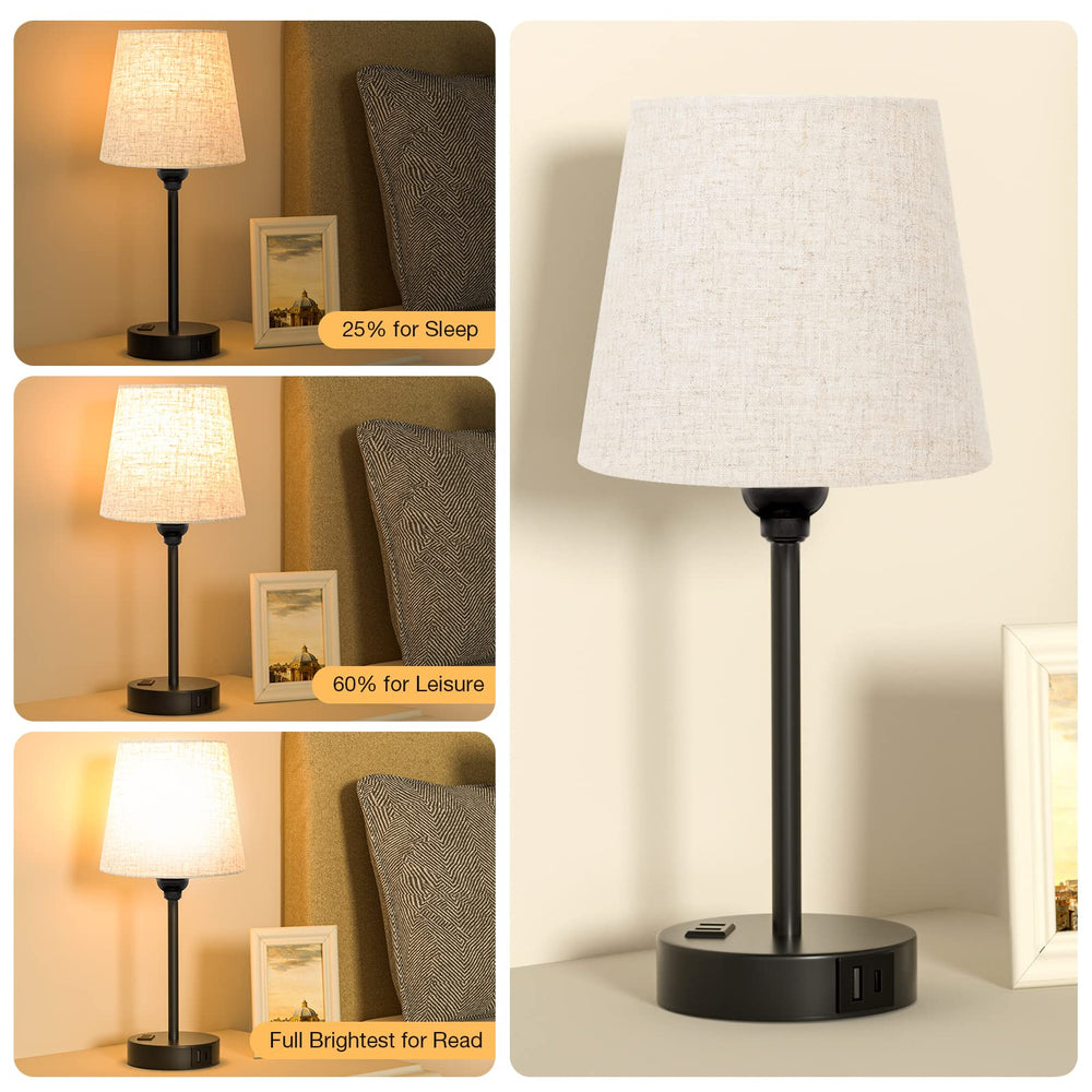 Acaxin bedside lamp close-up shows dimmable touch sensor.