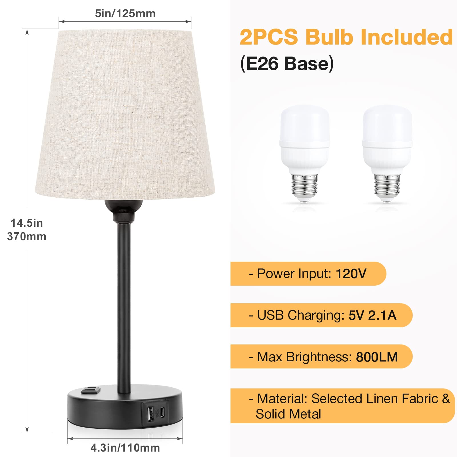 Acaxin included LED bulbs two-pack for immediate use.