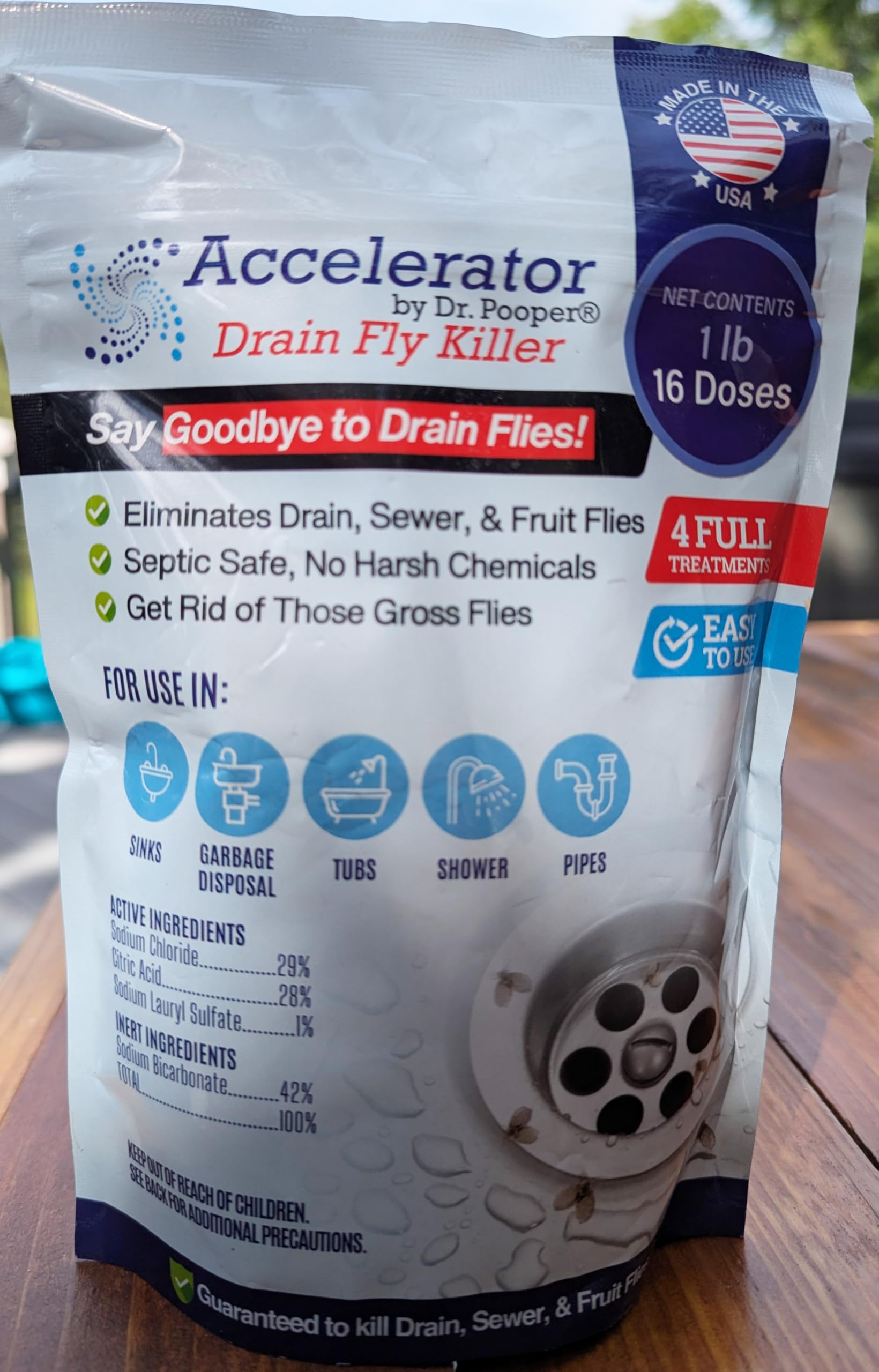 Accelerator by Dr. Pooper packaging on a kitchen counter