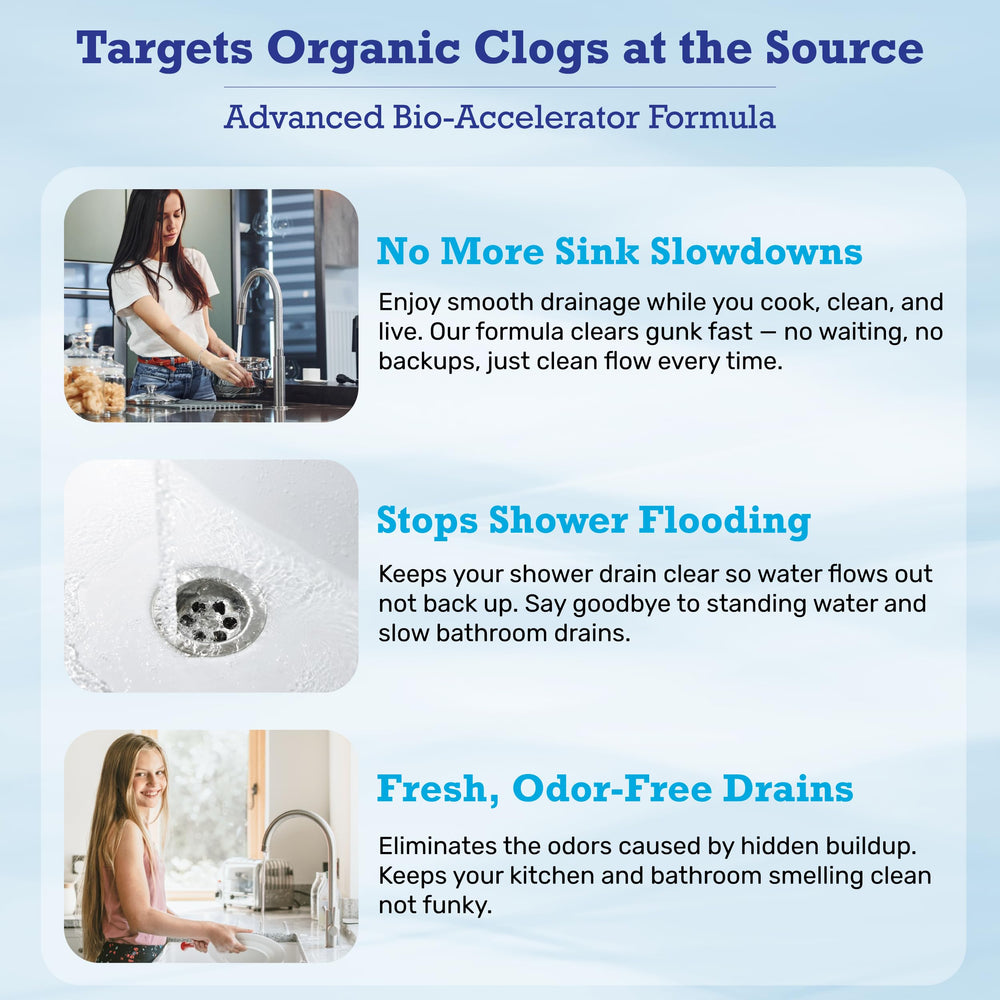 Dr. Pooper drain cleaner used in garbage disposal to clear organic buildup.