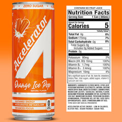 ACCELERATOR graphic highlights natural caffeine from green coffee bean and green tea