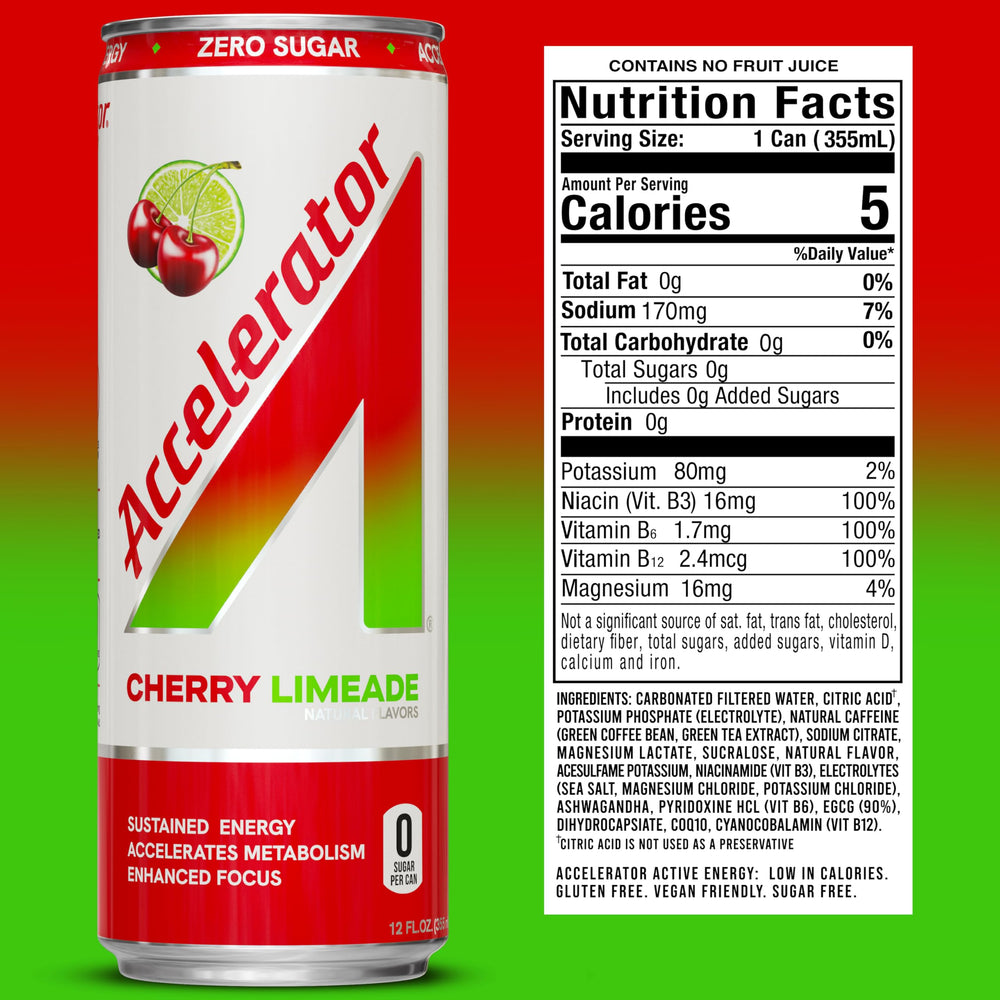 Accelerator energy drink multipack 12 cans showcases convenient energy for active days