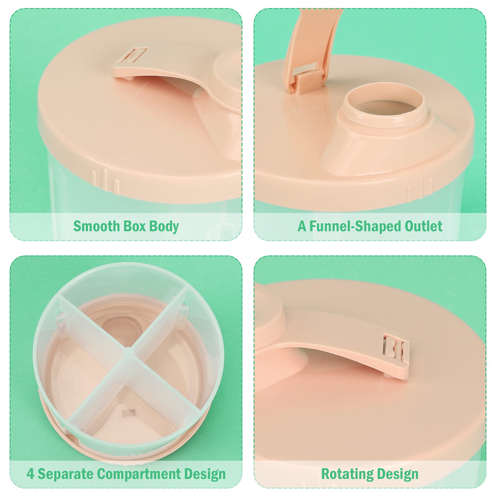 Accmor rotating-cap dispenser prevents spills during travel.