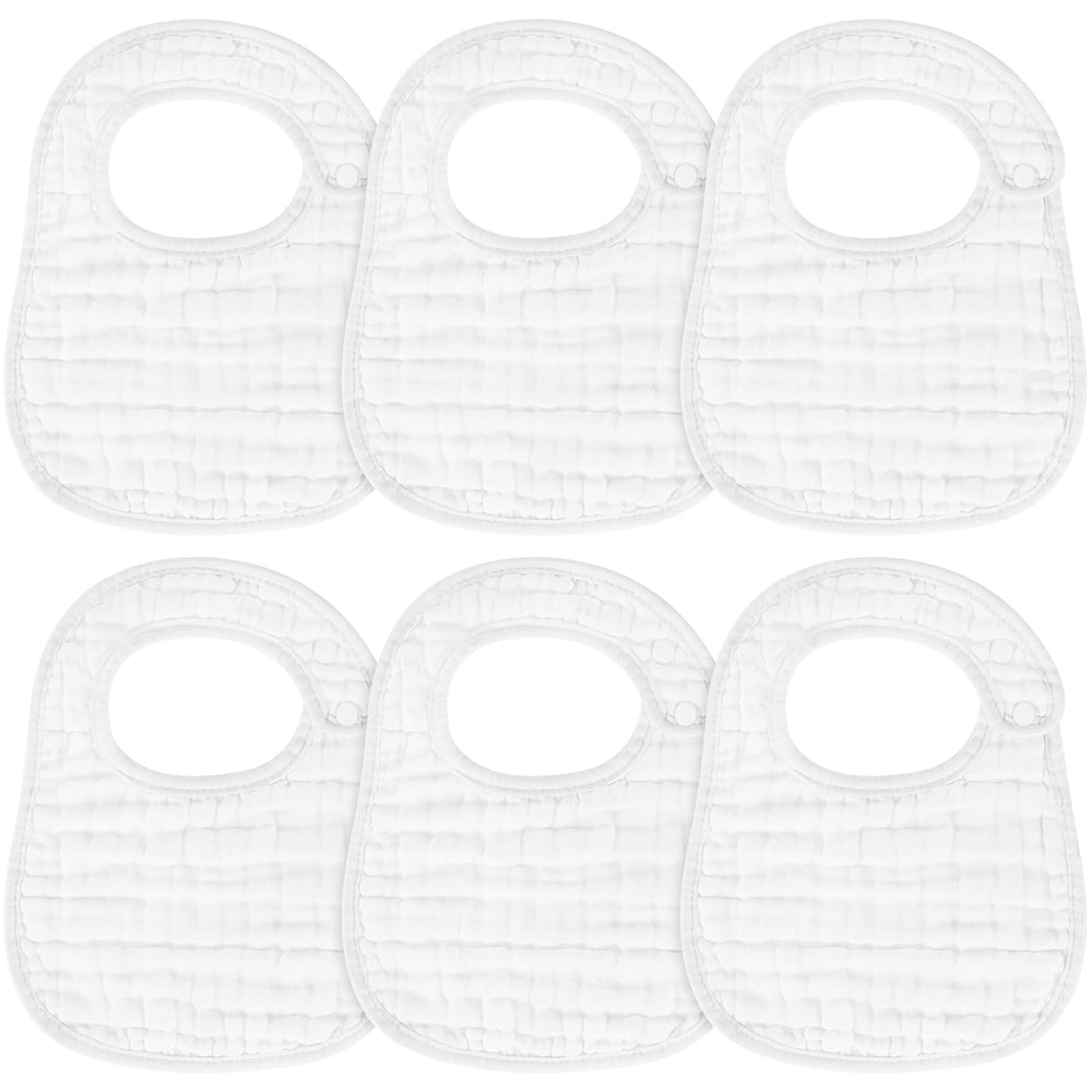 Accmor muslin baby bibs 6-pack displayed, gentle daily protection for feeding and droplets
