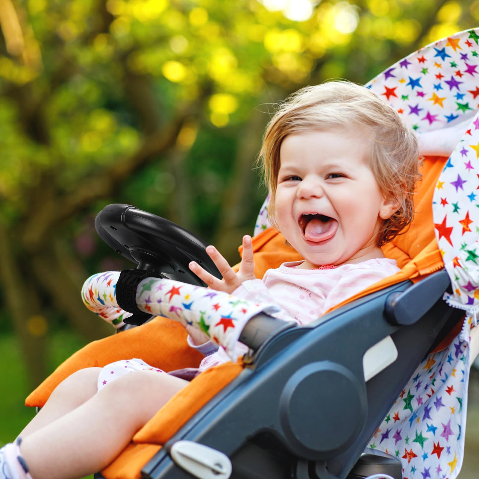Accmor stroller steering wheel toy with Velcro attachment secures on handles