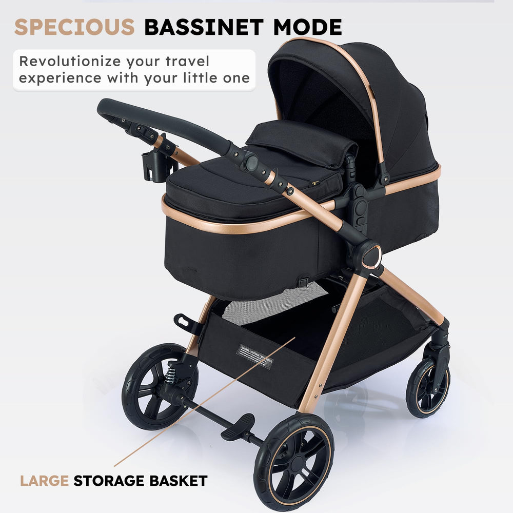 Accombe 2 in 1 stroller all-terrain wheels absorb bumps for smoother walks