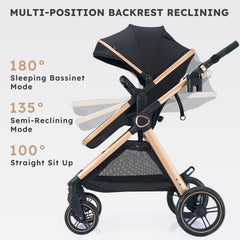 Accombe 2 in 1 stroller compact fold for easy travel and storage