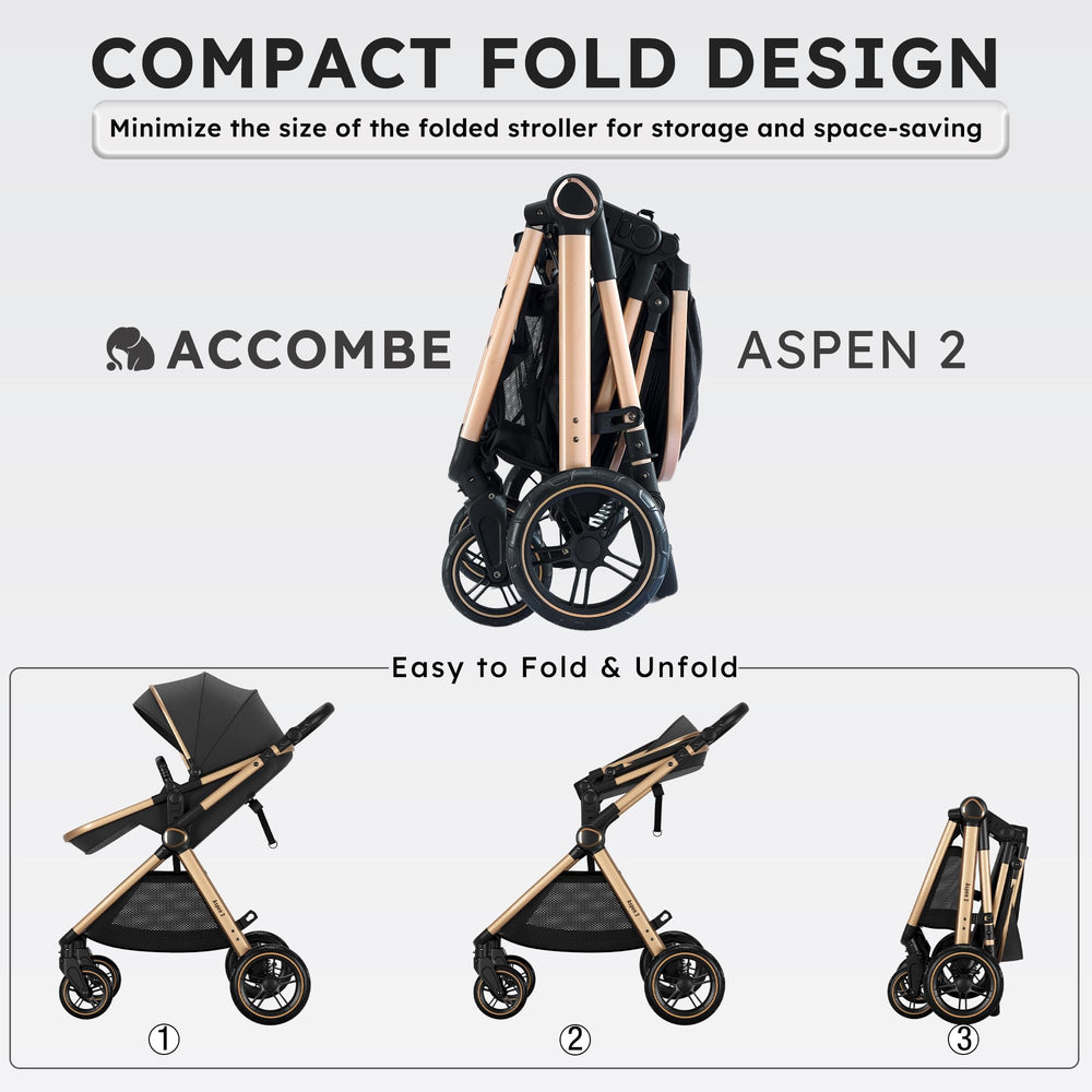 Accombe 2 in 1 stroller 5-point safety system for secure outings