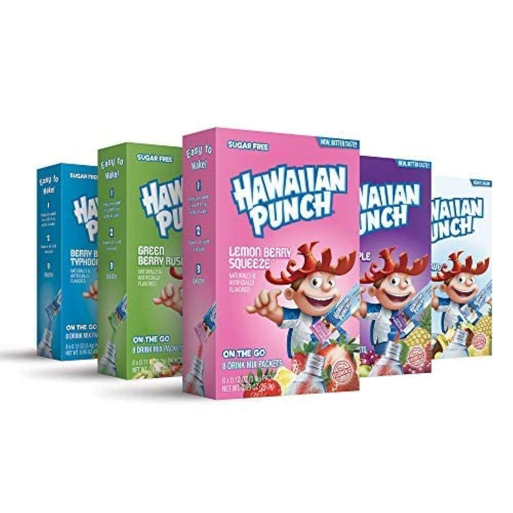 Accpo Hawaiian Punch Paradise pack box shows portable, sugar-free flavor on the go.
