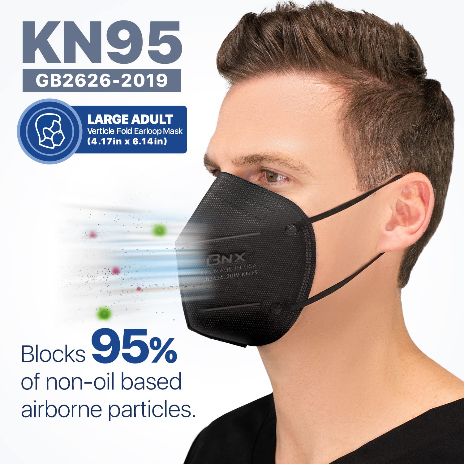 AccuMed BNX E95 mask nosepiece adjustable for a snug seal.