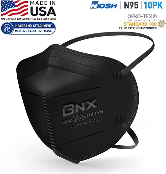 AccuMed BNX N95 mask black nosepiece closeup demonstrating adjustable seal.