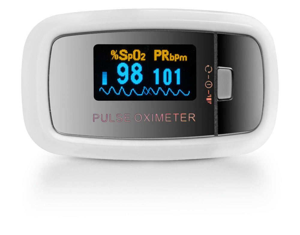 AccuMed CMS-50D1 with its travel case and the compact device for on-the-go use.