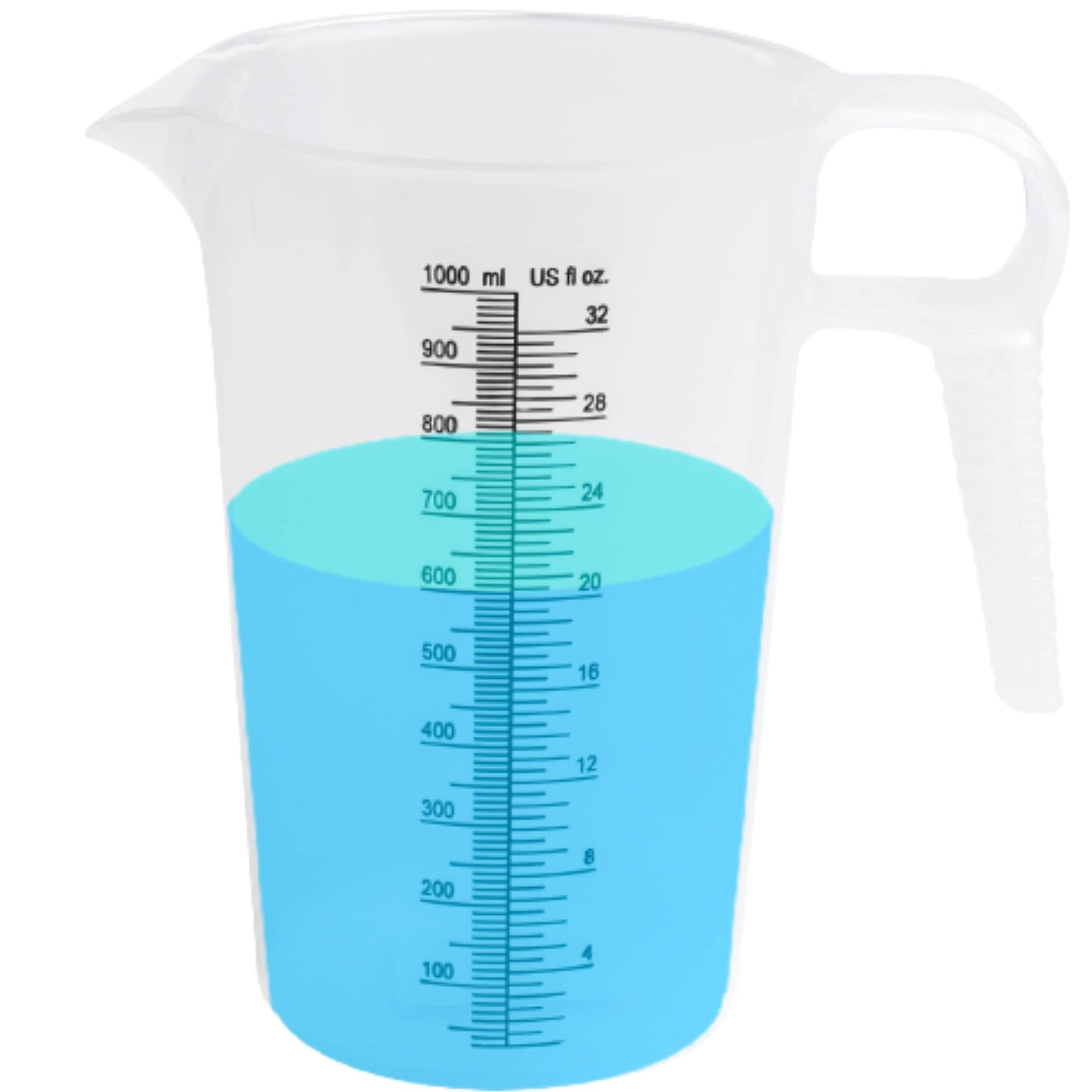 ACCUPOUR 32oz measuring pitcher, durable plastic for chemicals and oils.