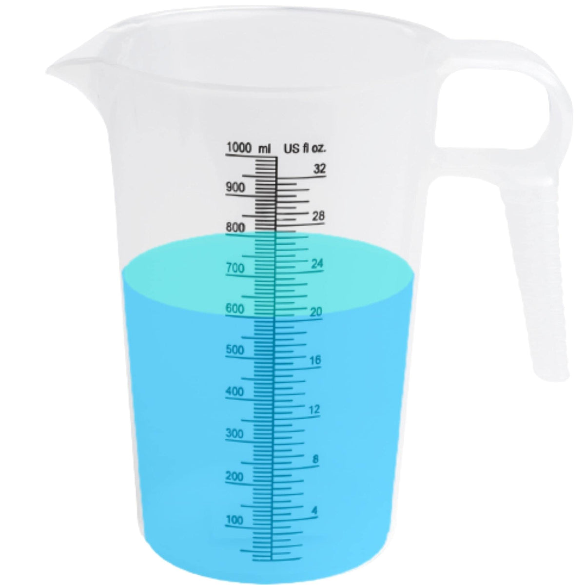 ACCUPOUR 32oz measuring pitcher, durable plastic for chemicals and oils.