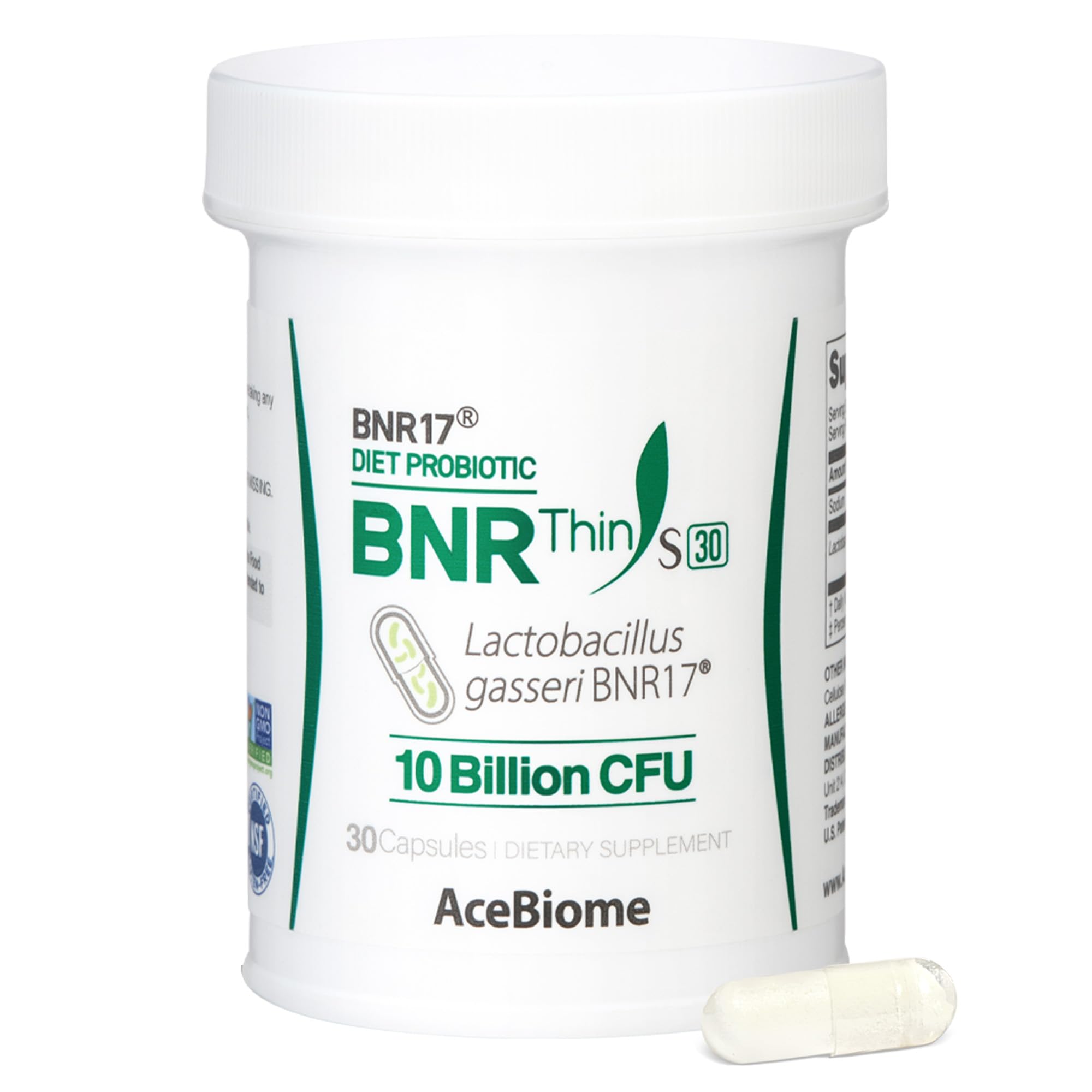 AceBiome BNRThin S30 bottle front shows 10 Billion CFU for daily gut balance