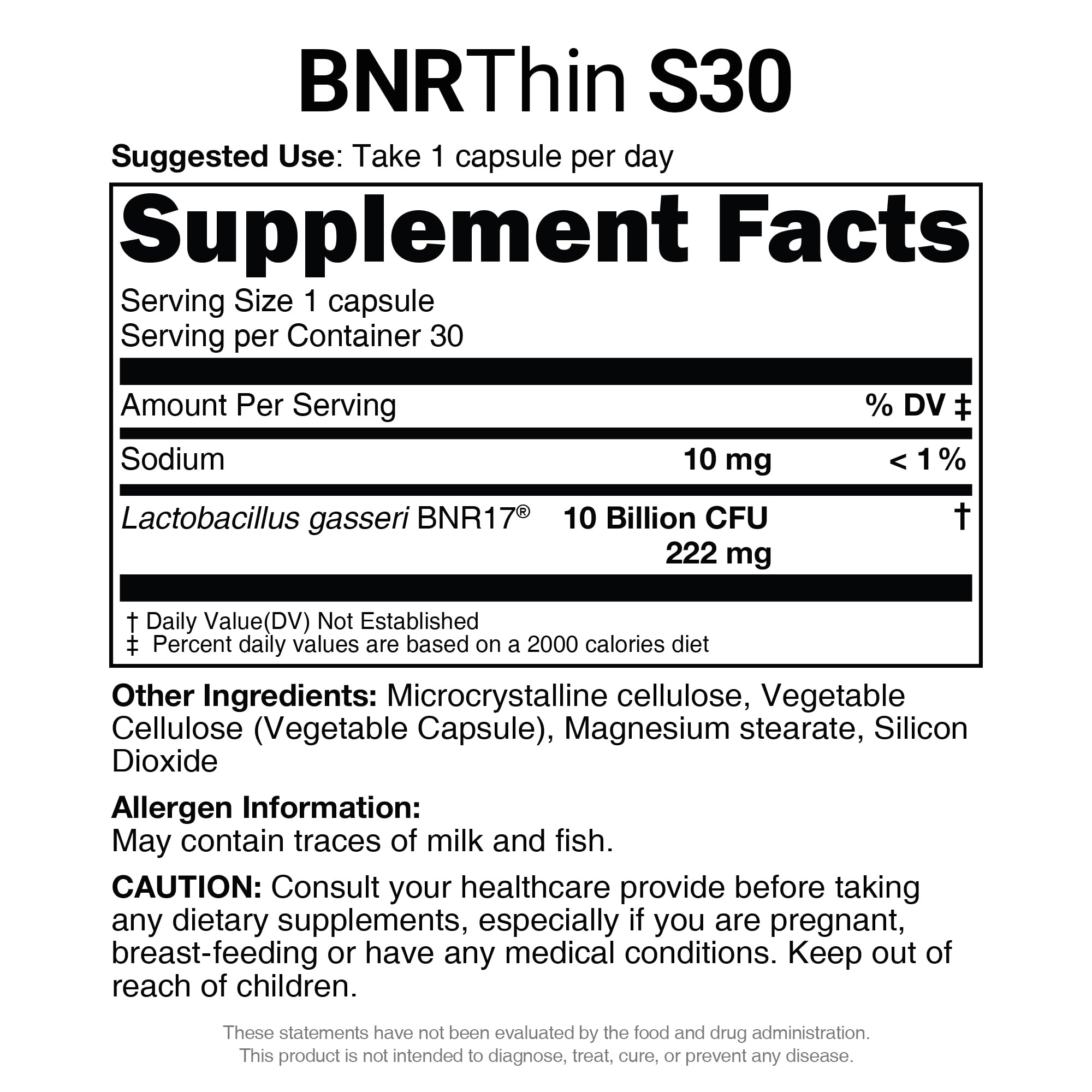 AceBiome BNRThin S30 box showcases convenient daily probiotic routine