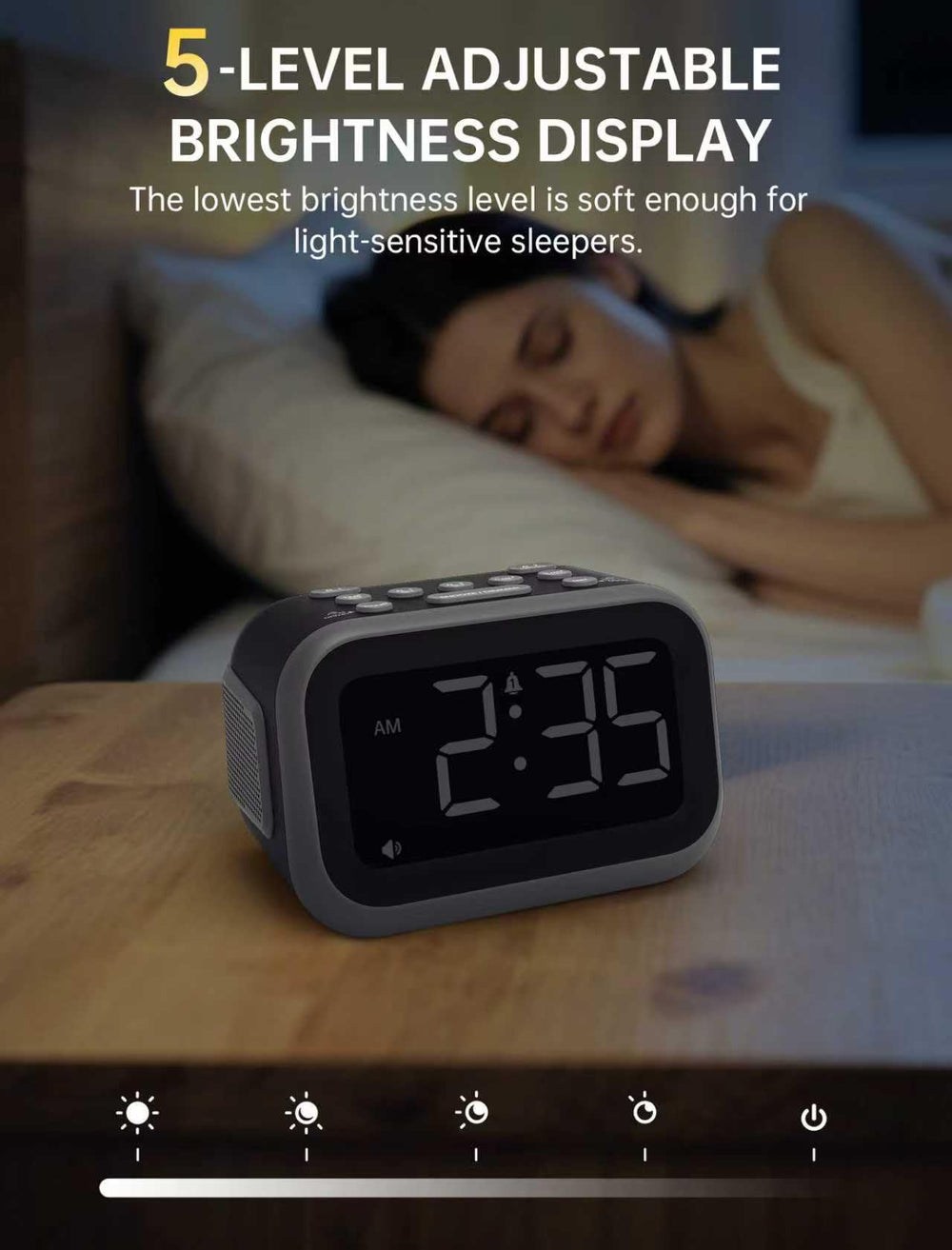 Acedeck large 4.2-inch LED display with adjustable brightness.