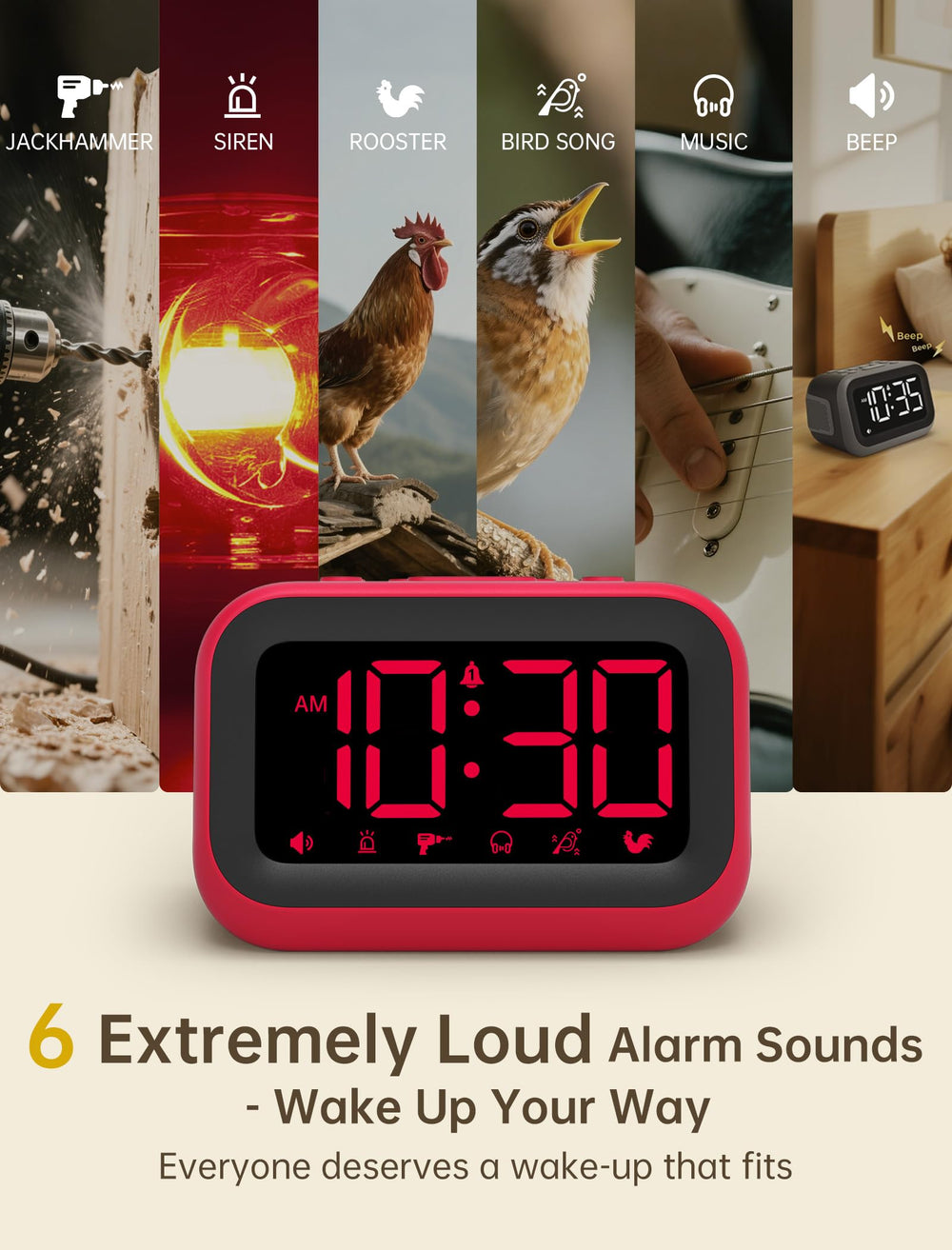 Acedeck bedside digital clock with clear time at a glance