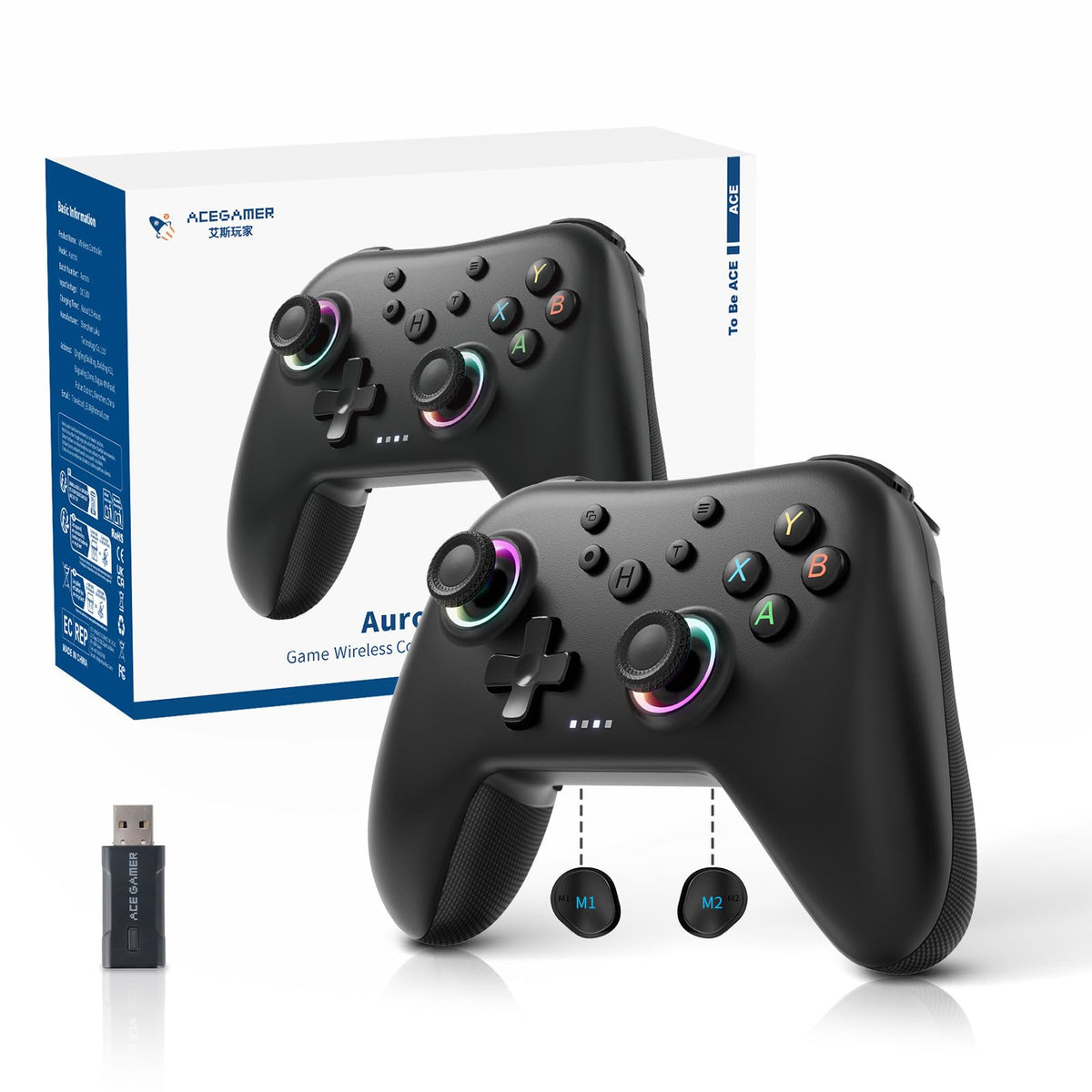 AceGamer Aurora II with 2.4G receiver for stable wireless gameplay