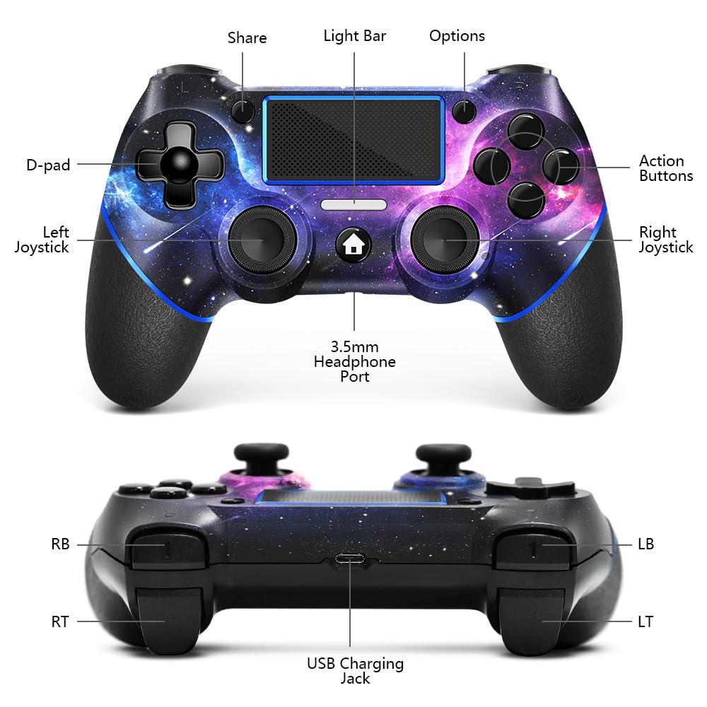 AceGamer Galaxy controller back view highlighting ergonomic grips.