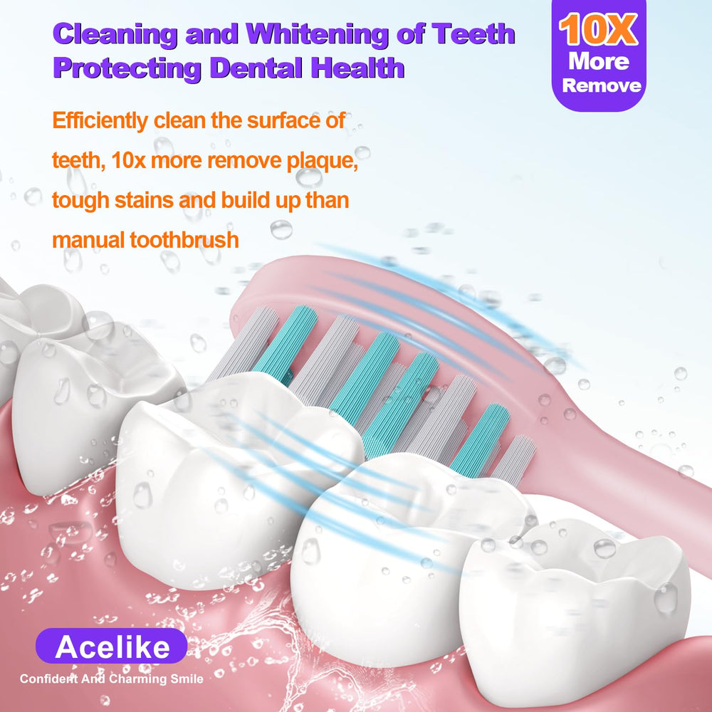 Acelike 8 replacement brush heads for extended daily cleaning options