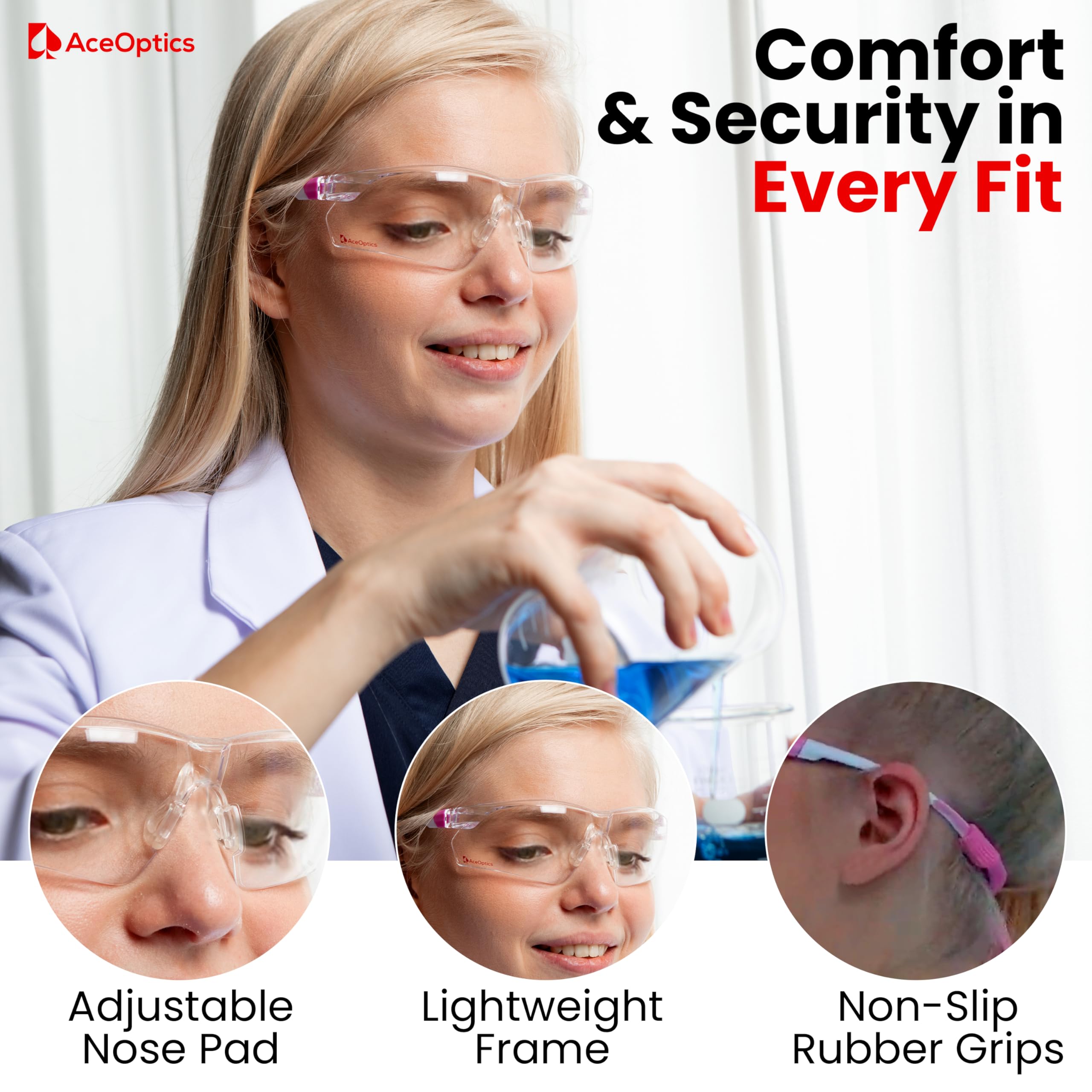 Aceoptics complete accessory bundle includes strap, case, cloth, and pouch.