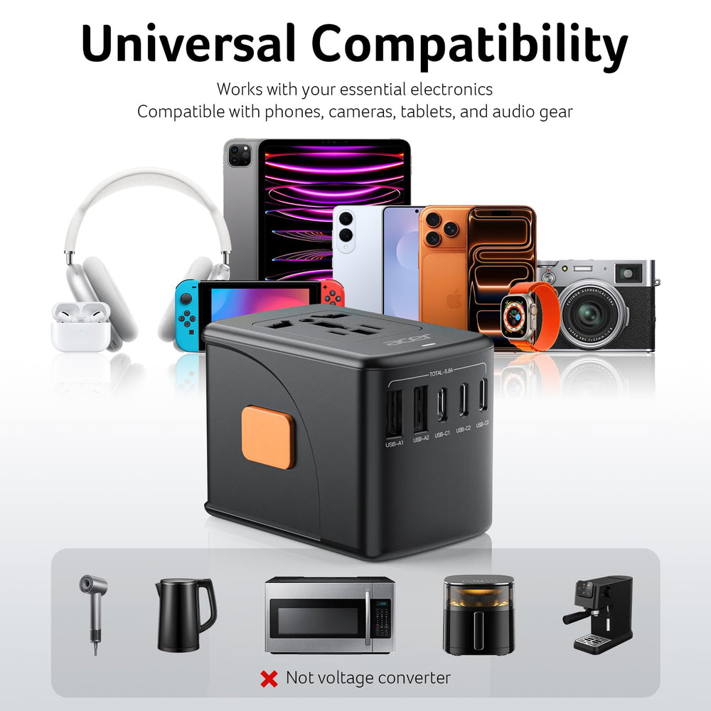 Acer travel adapter compact design suitable for easy packing.