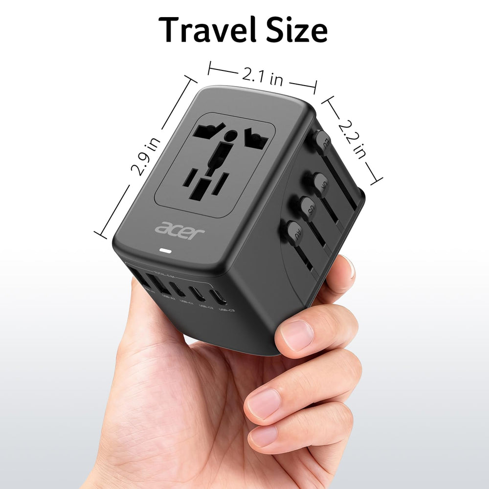 Acer universal travel plug adapter cruise-ship friendly with no surge protection.