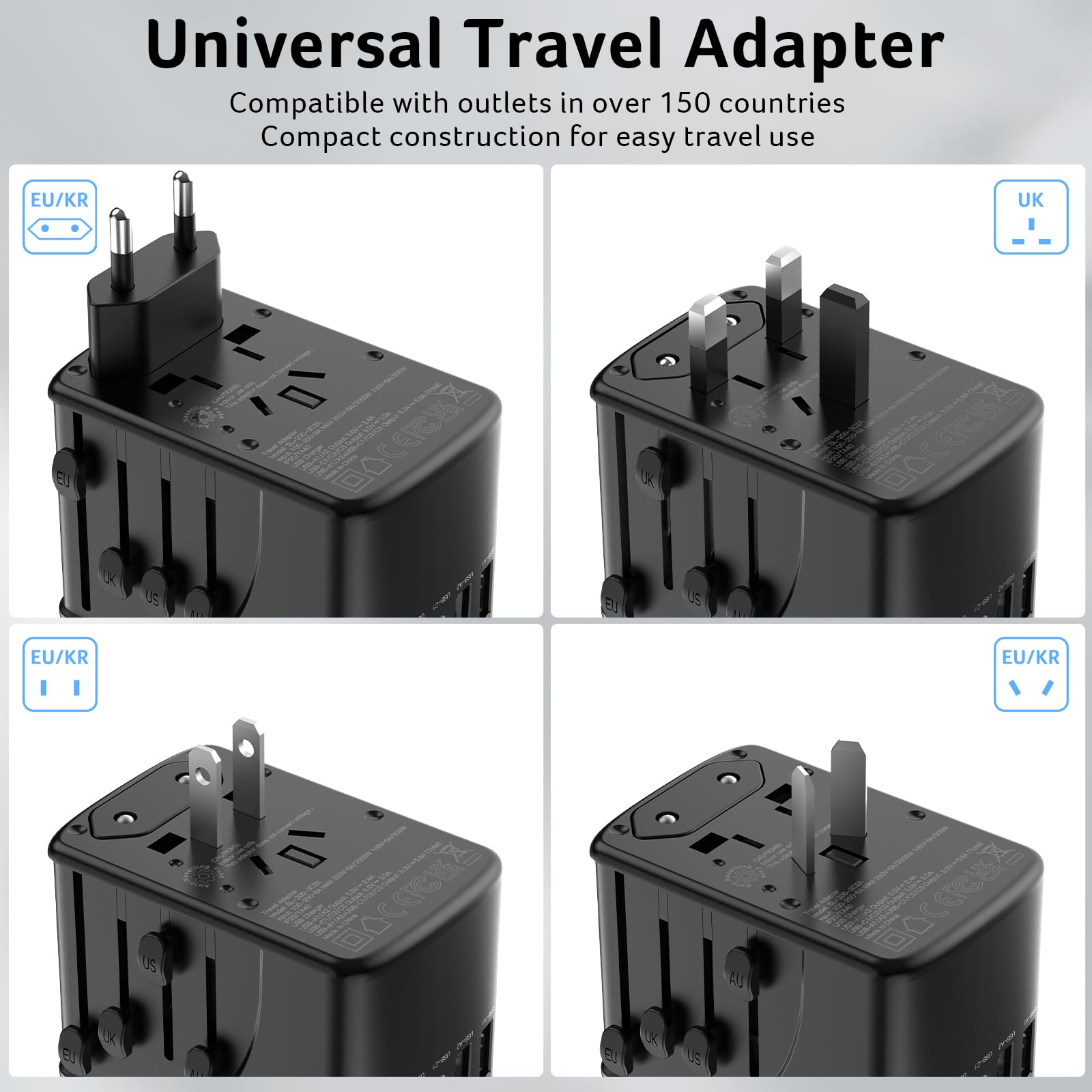 Acer universal travel plug adapter note about voltage conversion limitations.