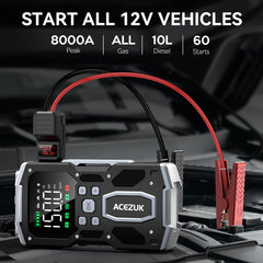 ACEZUK jump starter 3.4-inch display shows status at a glance