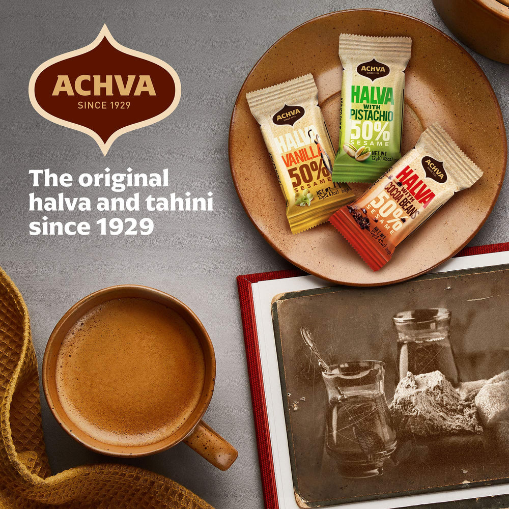 Achva Halva Mini Snacks assortment pack — three flavors in one bag for variety