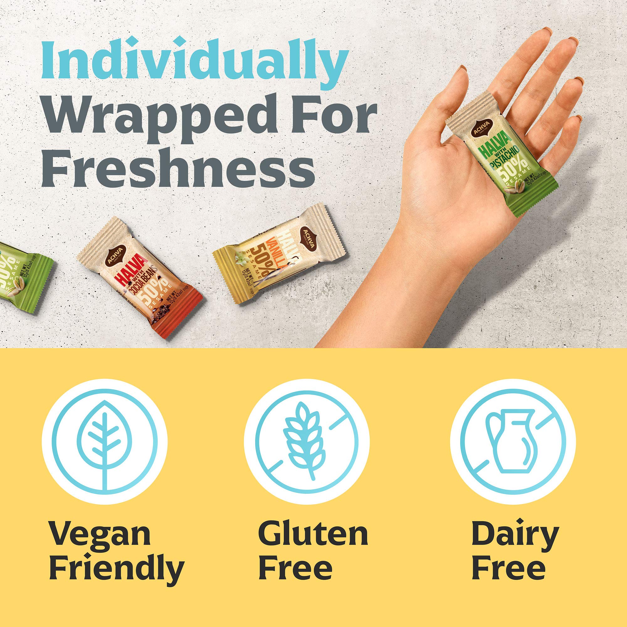 Achva Halva Mini Snacks individually wrapped — freshness and portion control