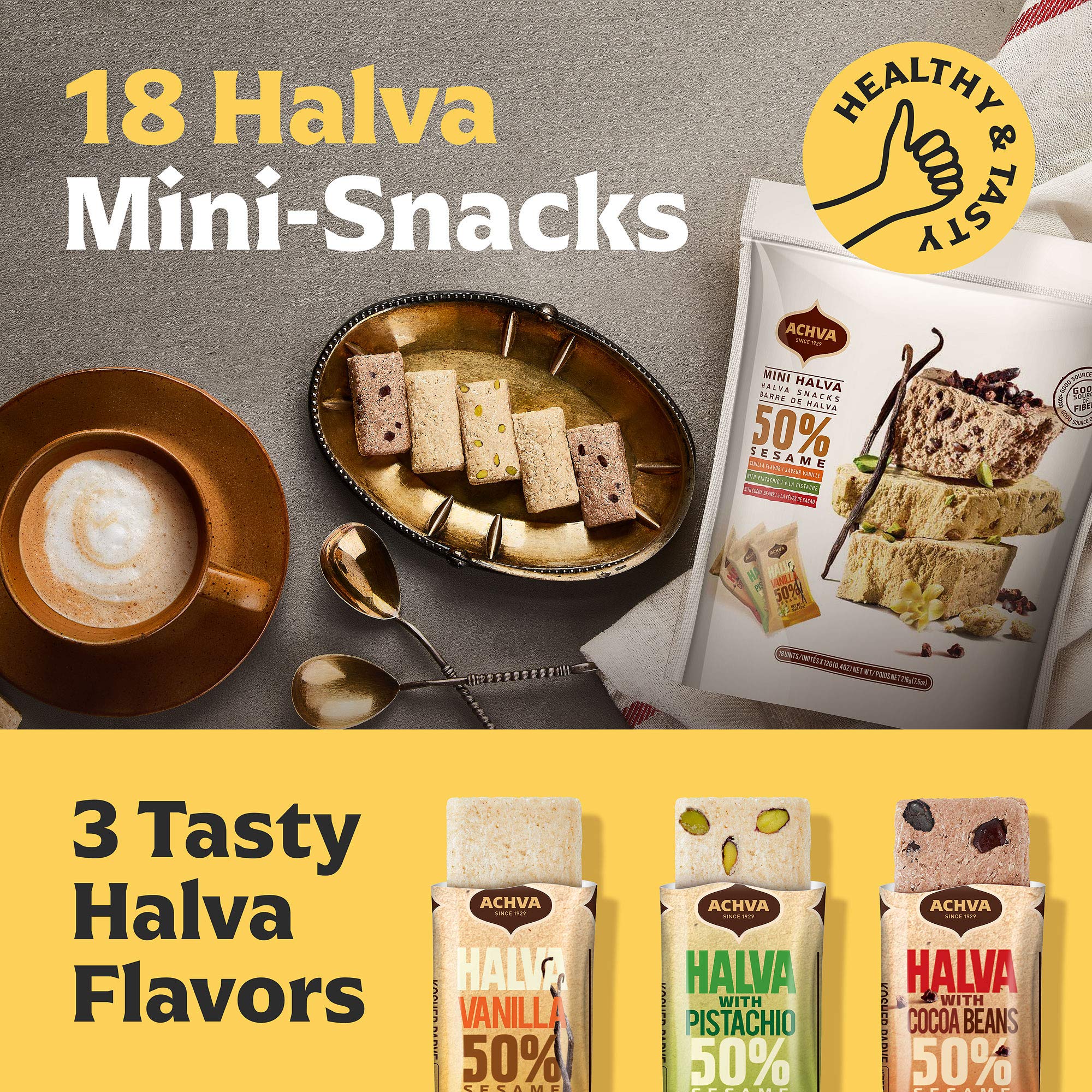 Achva Halva Mini Snacks pistachio bar — vegan-friendly bite with pistachio flavor