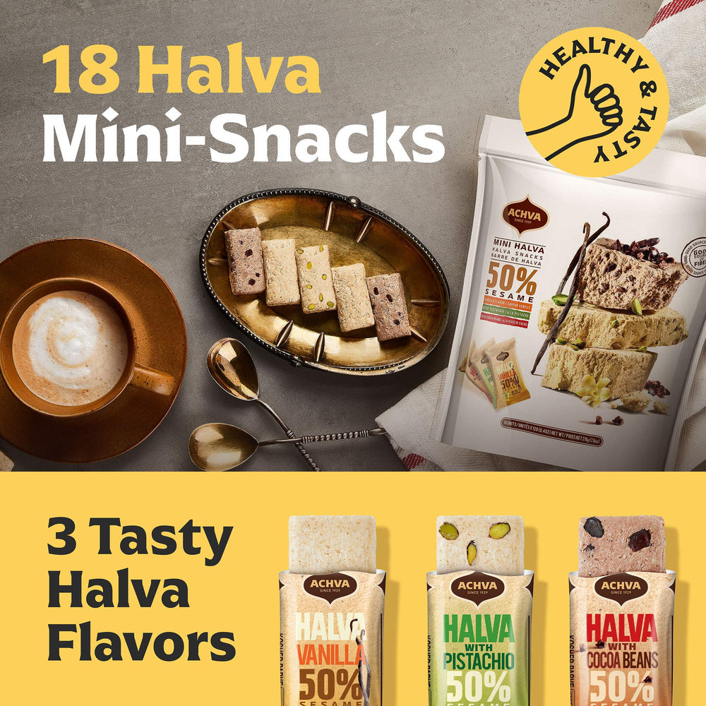 Achva Halva Mini Snacks pistachio bar — vegan-friendly bite with pistachio flavor