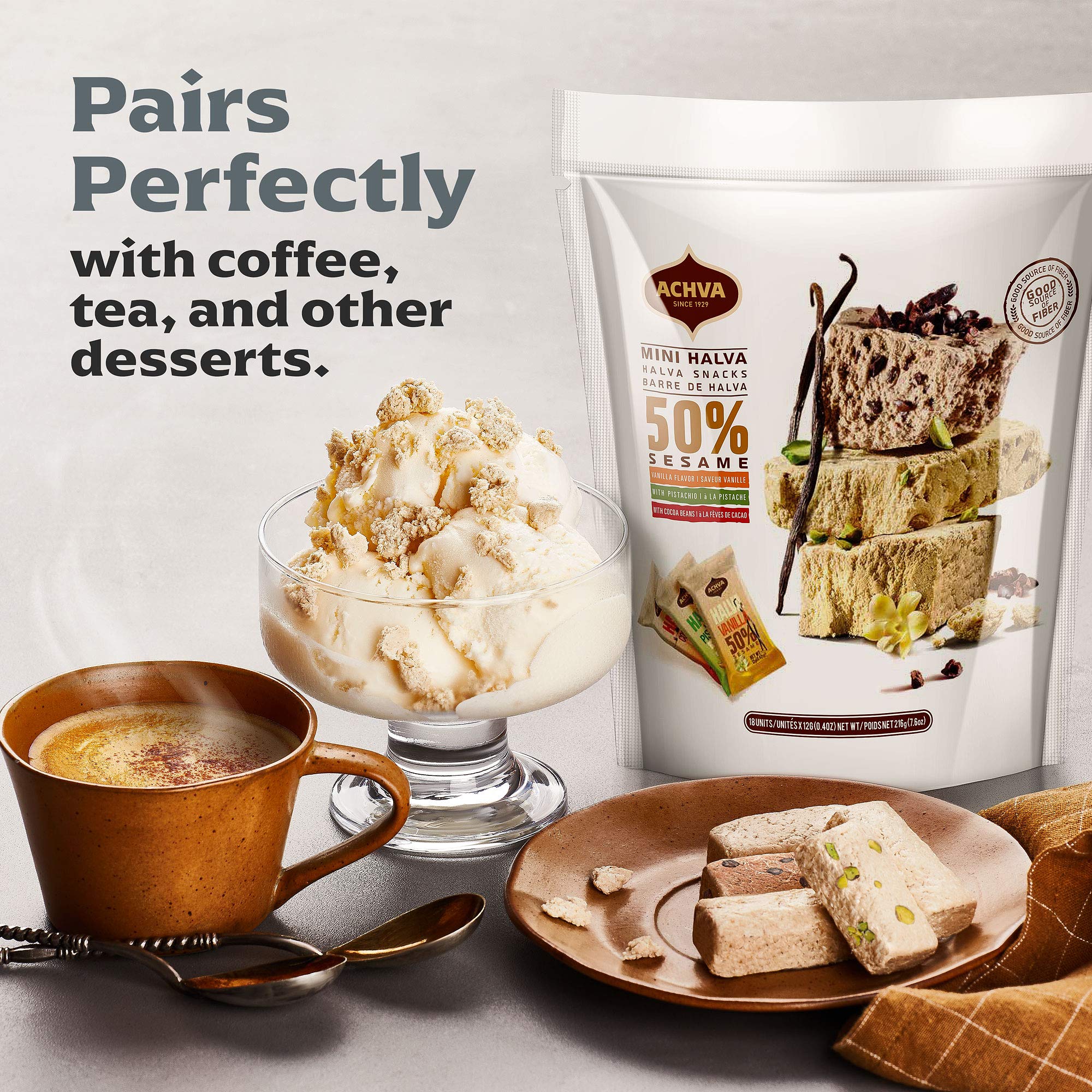 Achva Halva Mini Snacks refrigerated — keep in the fridge to preserve texture and flavor