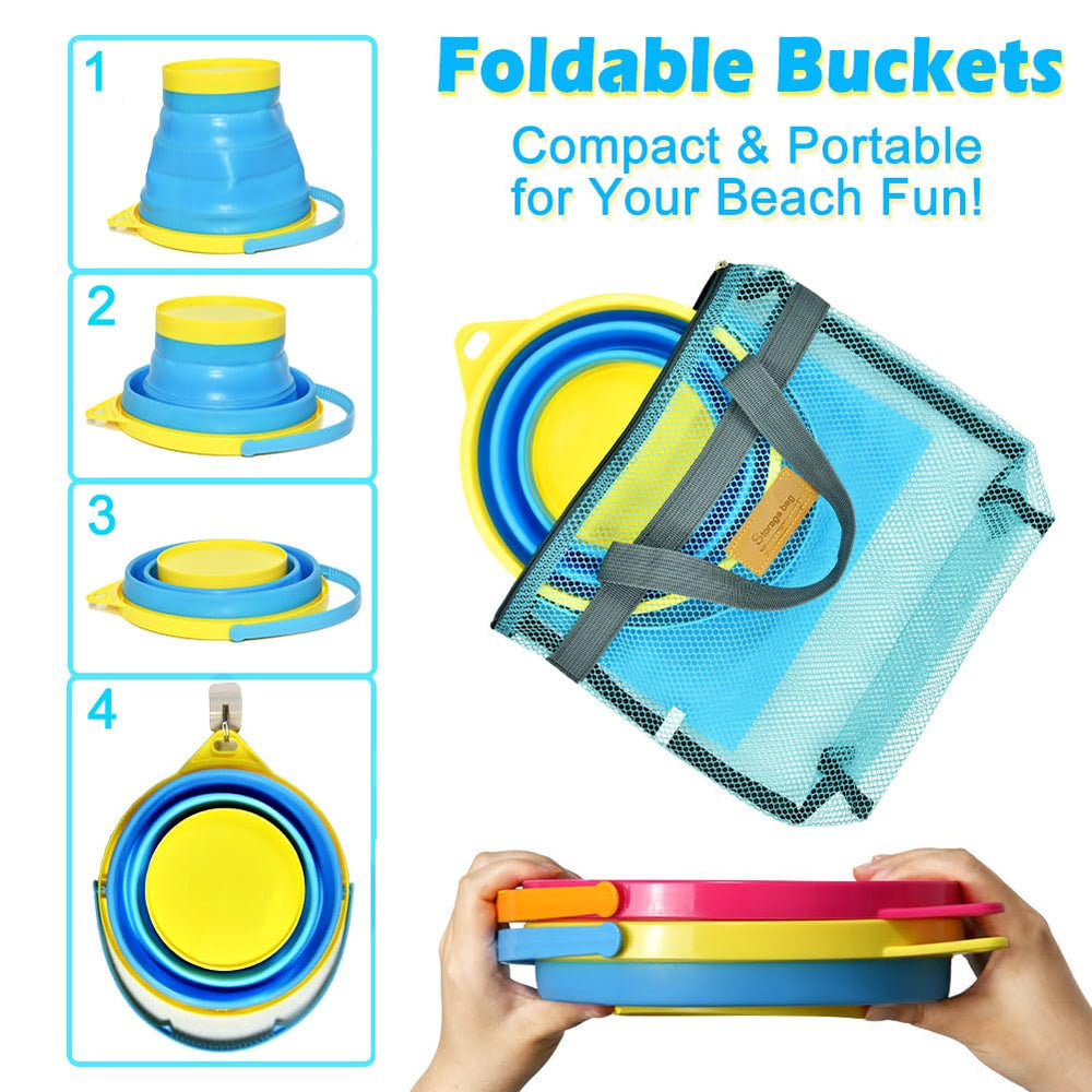 Aclarastra collapsible-sand-buckets ideal for quick cleanup and compact storage.