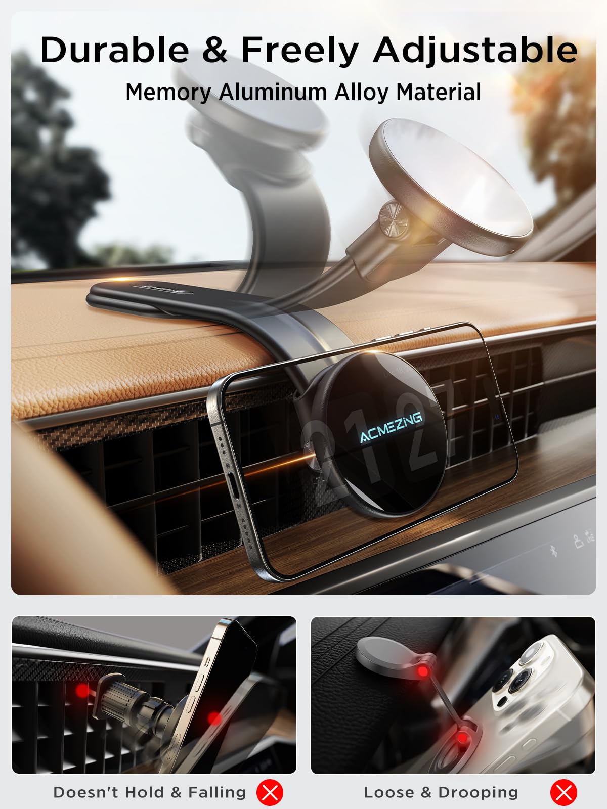 ACMEZING 360-degree rotation arm enables portrait or landscape driving views