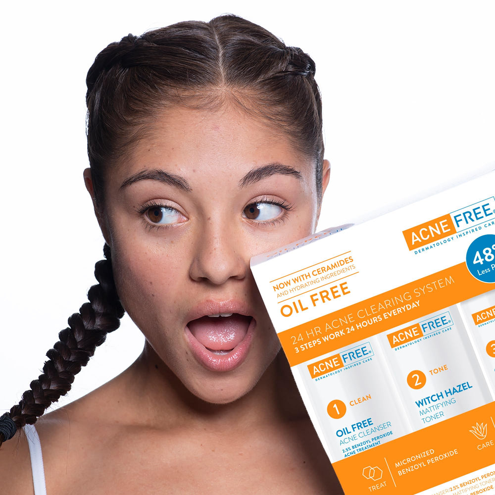 AcneFree 24h Acne Clearing System kit shown for daily use