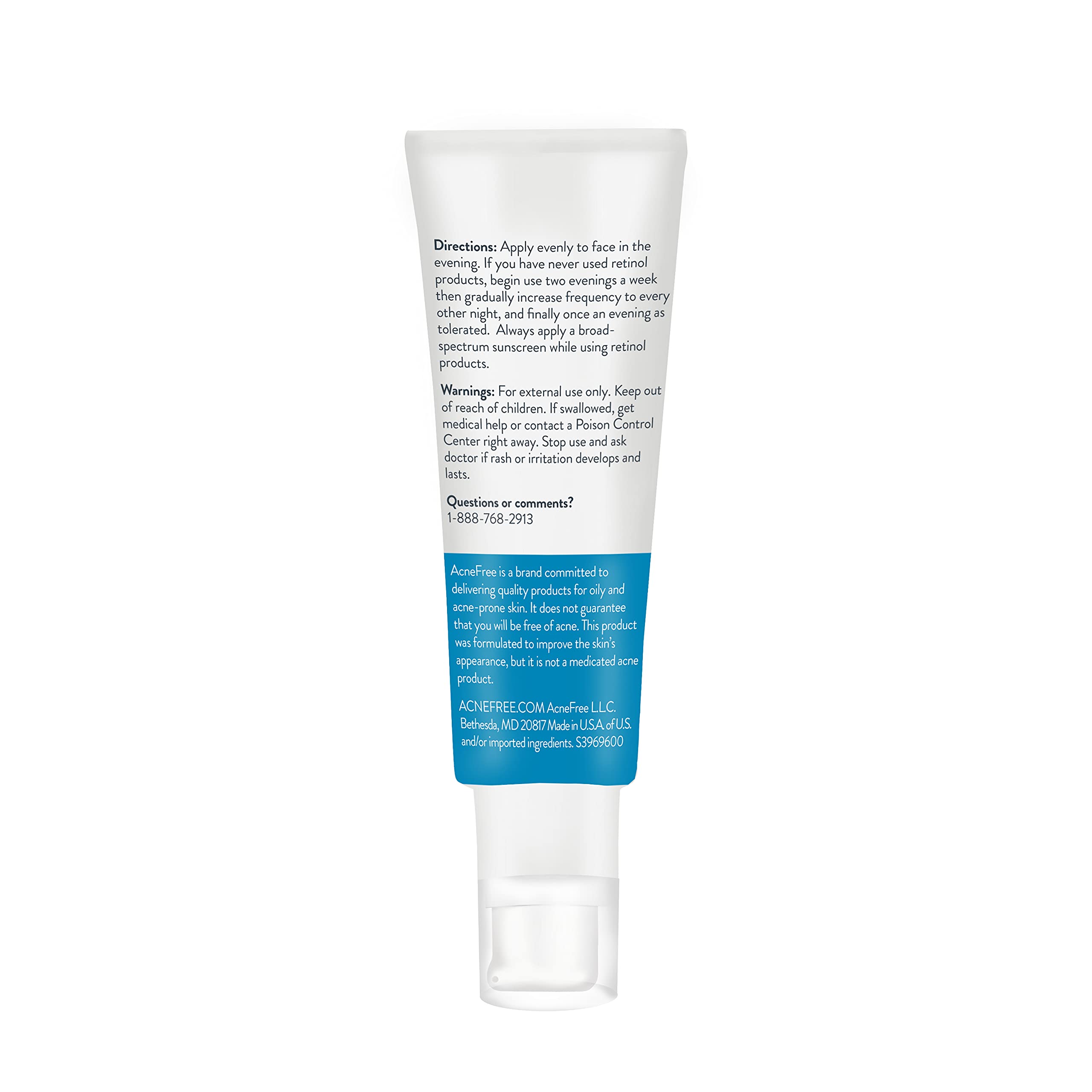 AcneFree moisturizer image conveys a smooth, comfortable finish.