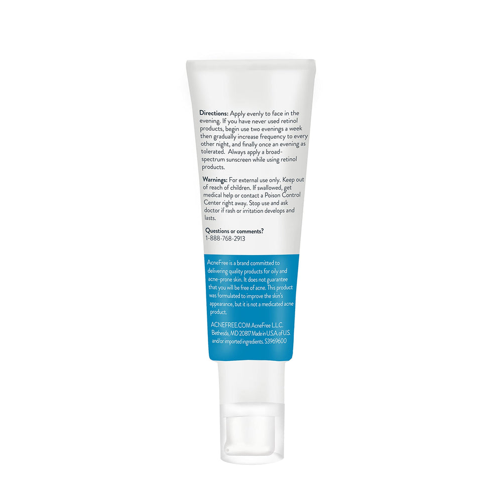 AcneFree moisturizer image conveys a smooth, comfortable finish.