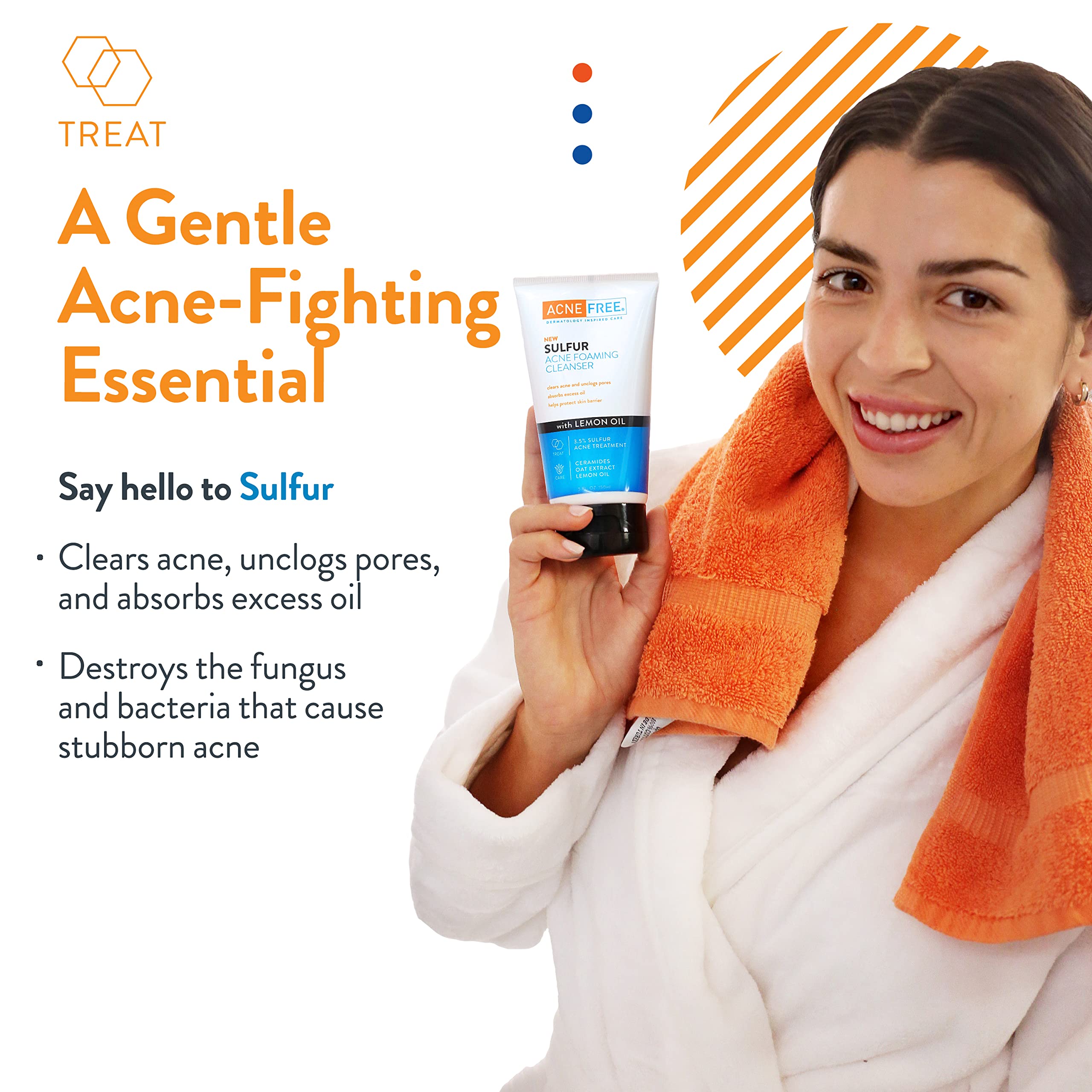 AcneFree Foaming action highlights easy, gentle cleansing for acne-prone complexions.