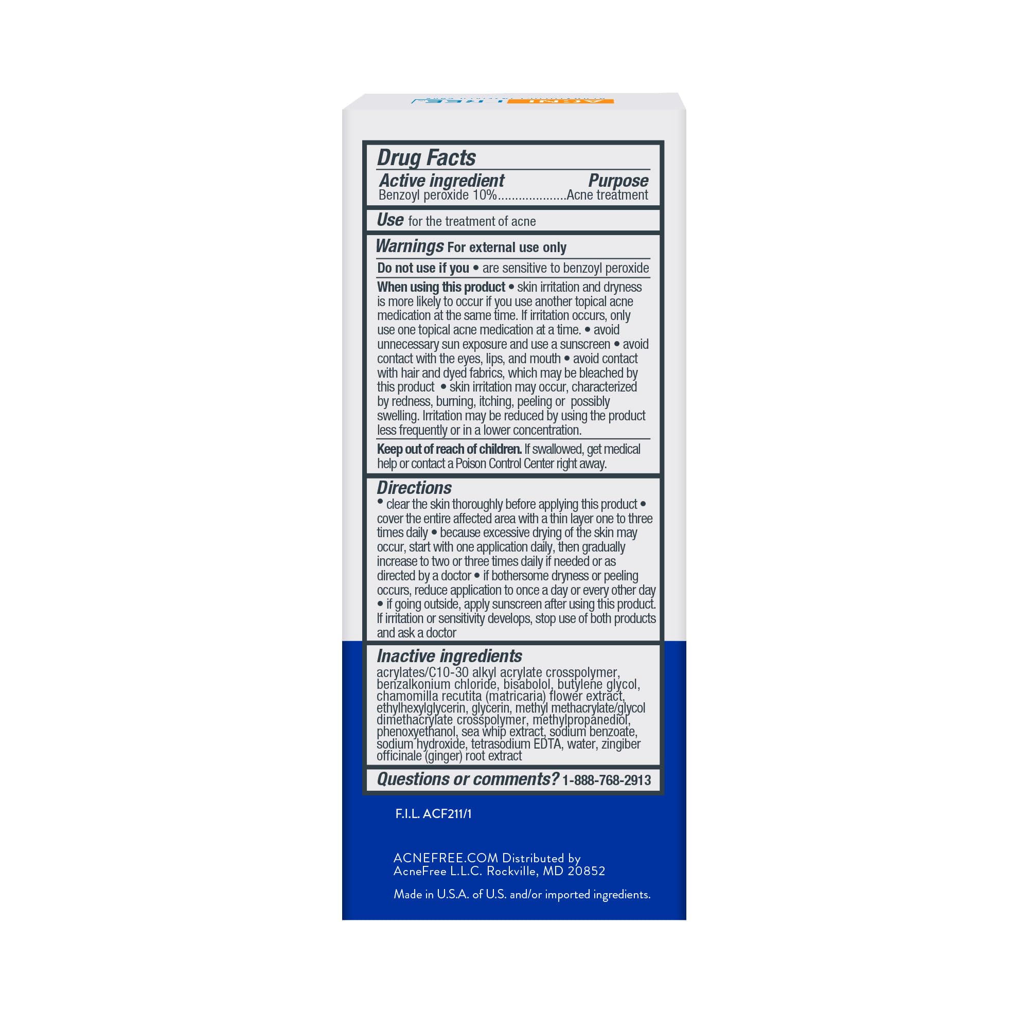 AcneFree Terminator 10 bottle cap-dispense close-up, easy precision application.