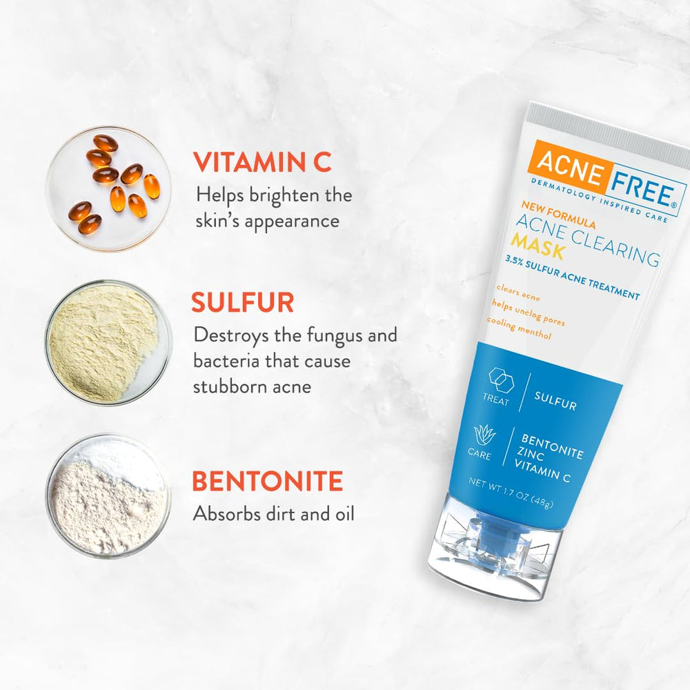 AcneFree Vitamin C and bentonite clay blend refreshing the skin.