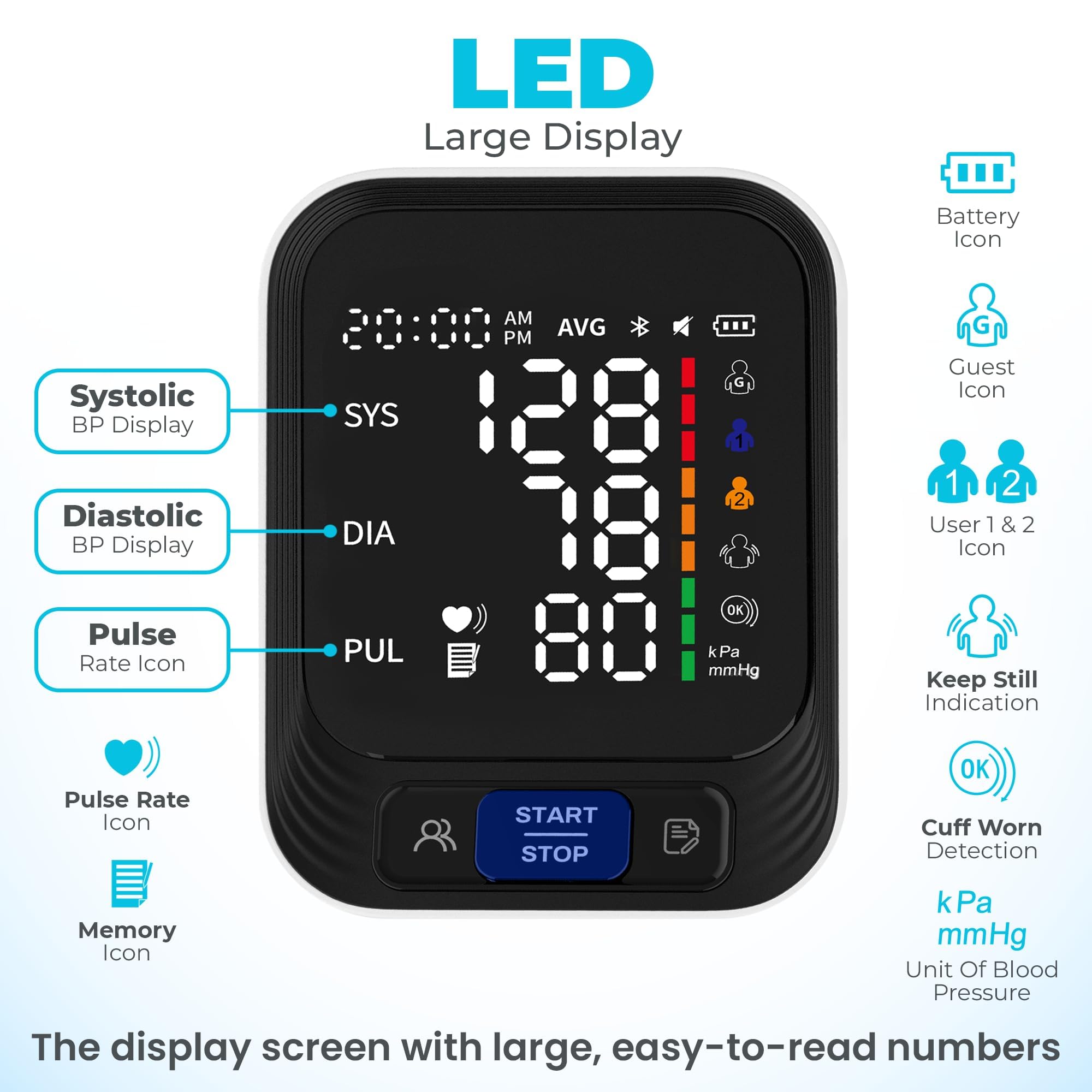 Acnis BP Monitor with XL cuff for comfortable, accurate measurements