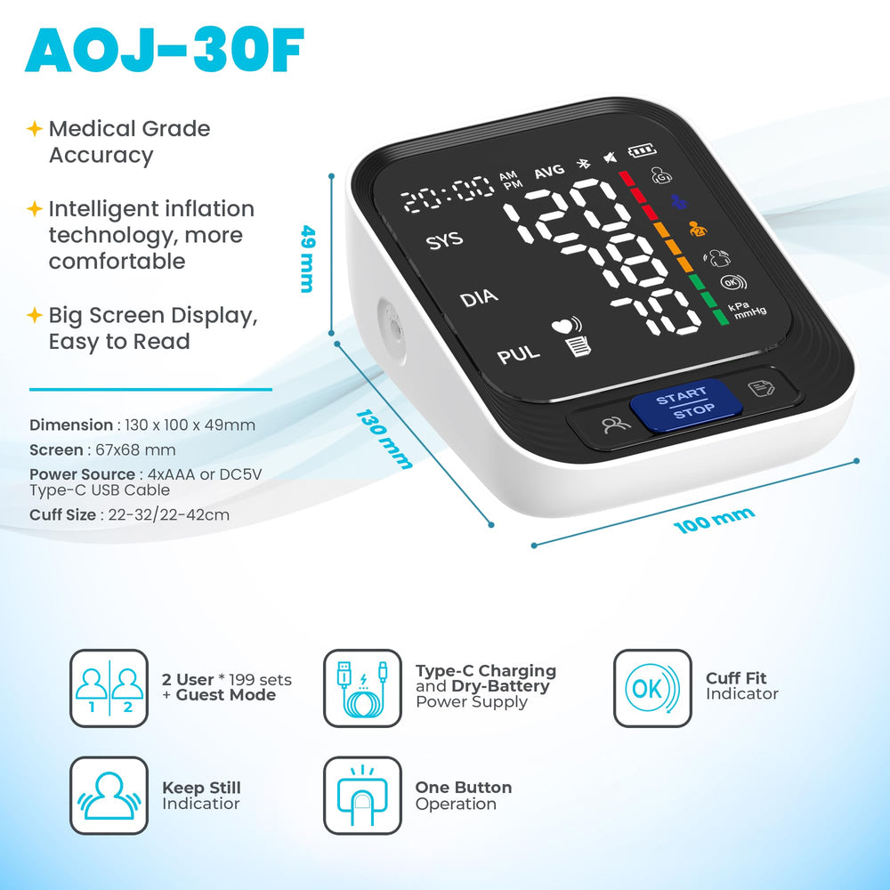 Acnis Upper-arm BP Monitor with comfortable design for daily checks