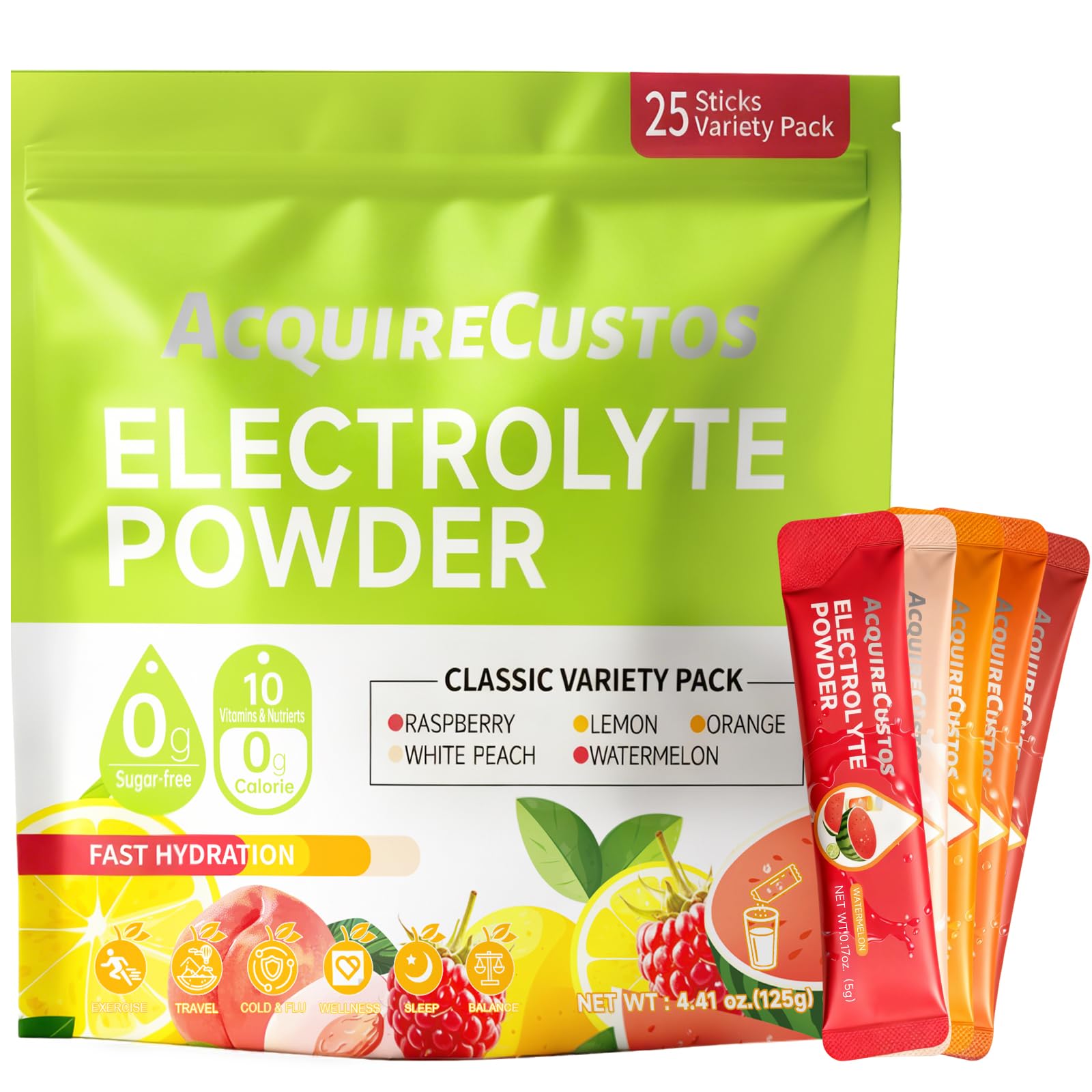AcquireCustos electrolytes lemon stick for workouts and on-the-go hydration.